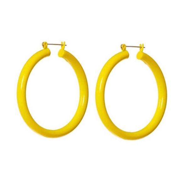 **CHIQUITA* Bright Yellow Fashion Hoop Earrings - Picture 1 of 3